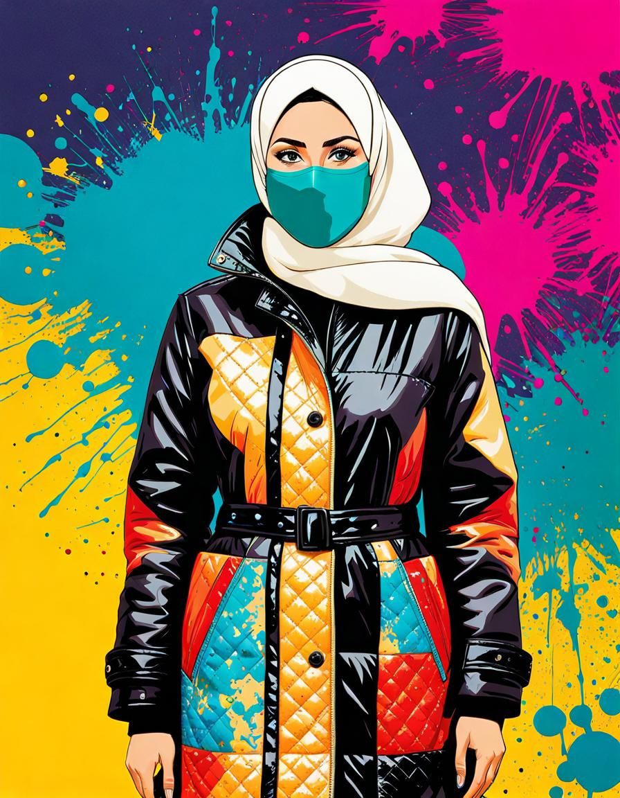Modern Hijabi Woman Portrait in Pop Art Style