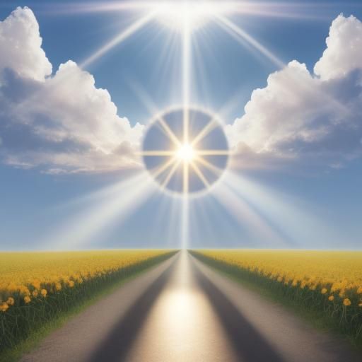 Heavenly Crossroads with Divine Light Beams