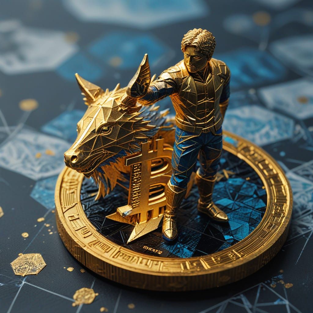 Magical Bitcoin Coins with Polygon Pattern