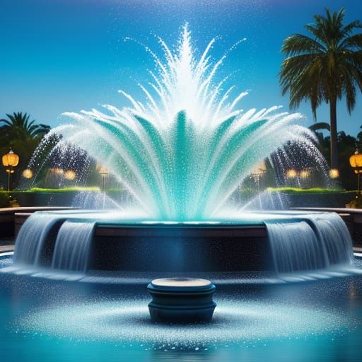 Hyperrealistic Fountains Splash Art in Rich Colors