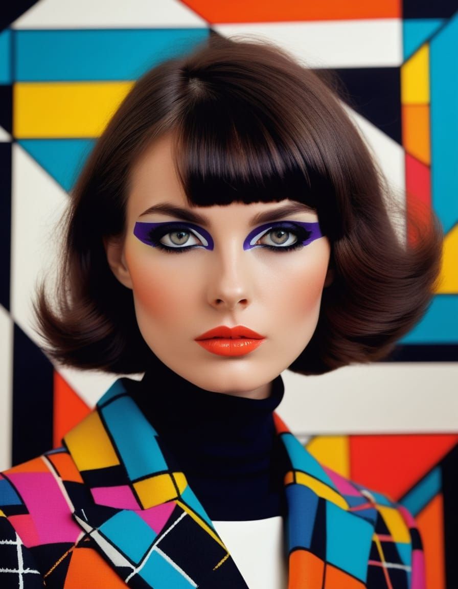 Mod Fashion Icon in Bold, Graphic Style