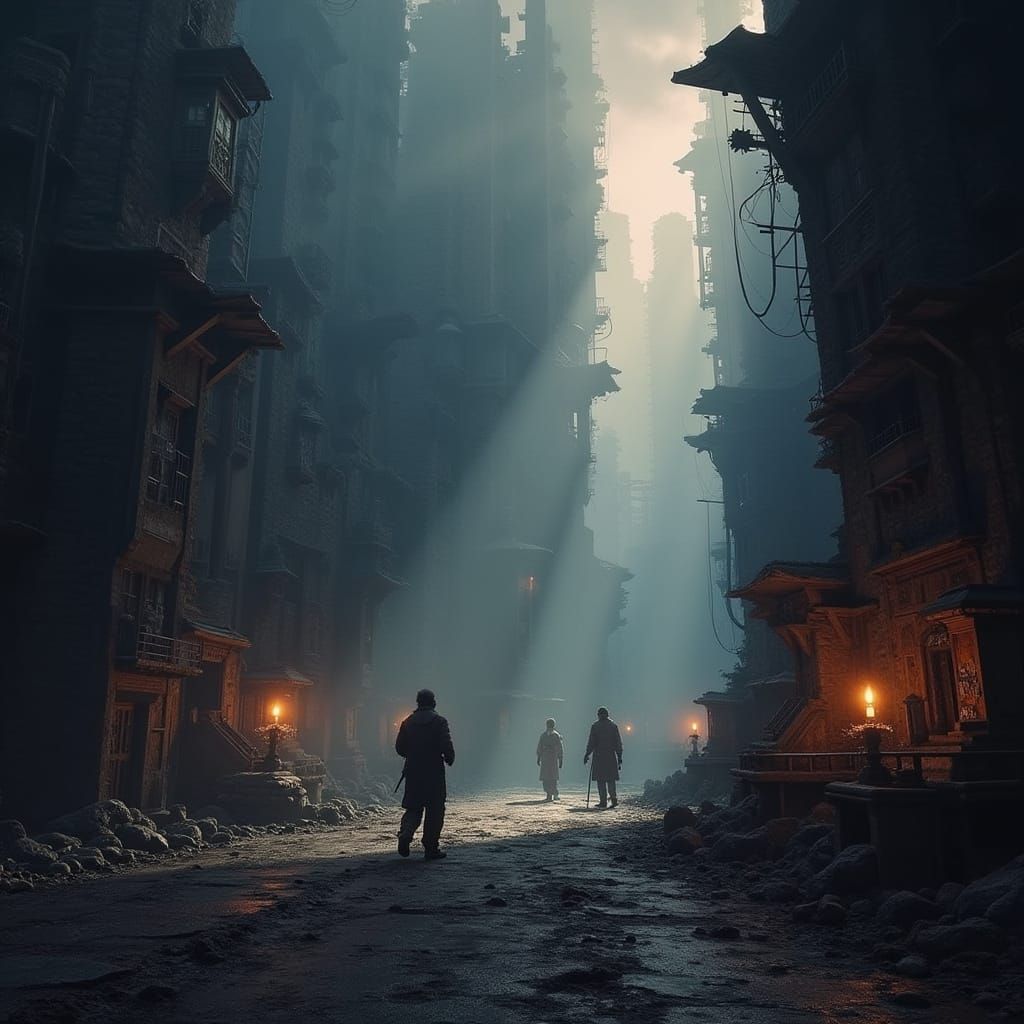 Dramatic Sci-Fi Scene with Intricate Details