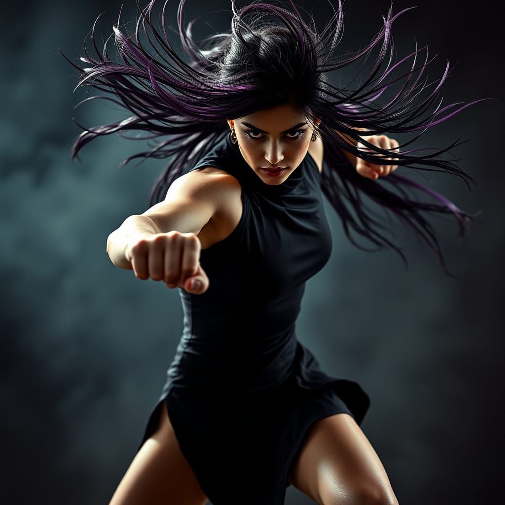 Edgy Wing Chun Fighter in Dark, Cinematic Style