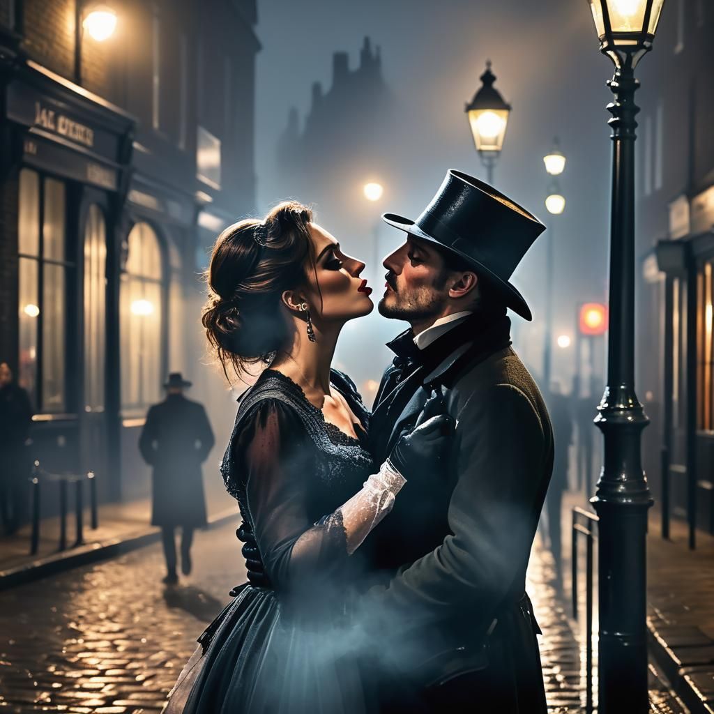 Jack the Ripper Kissing a Barlady in London