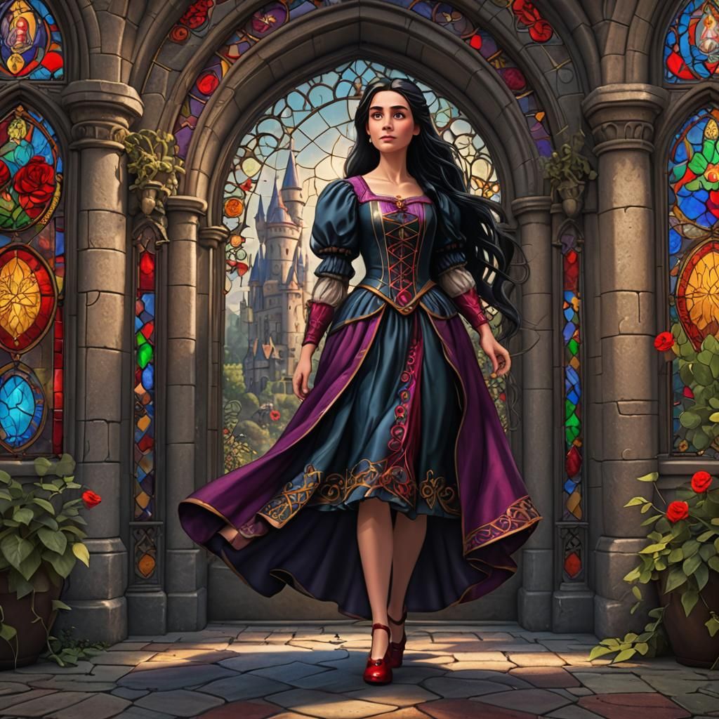 Rapunzel with Ruby Slippers: Detailed Matte Painting