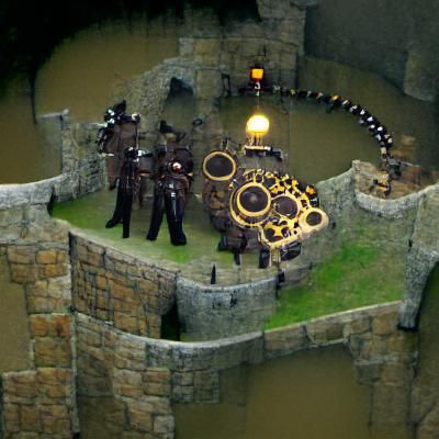 Steampunk Fortress Surrounded by Guards
