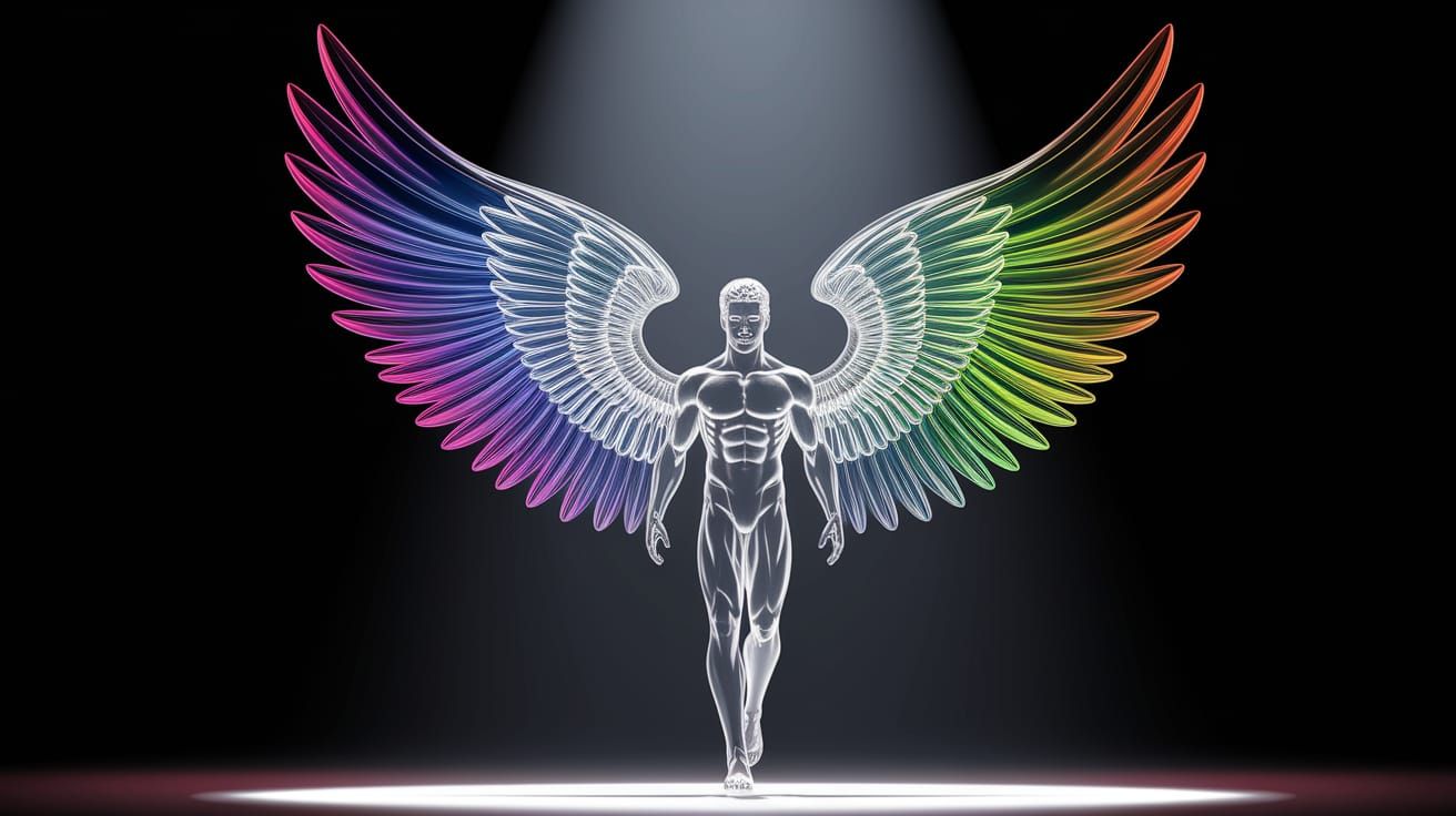 Crystal Angel in Rainbow Light