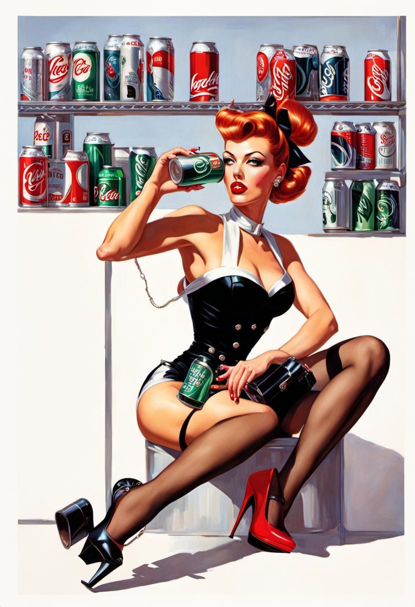 Cyberpunk Pinup Girl Soda Advertisement
