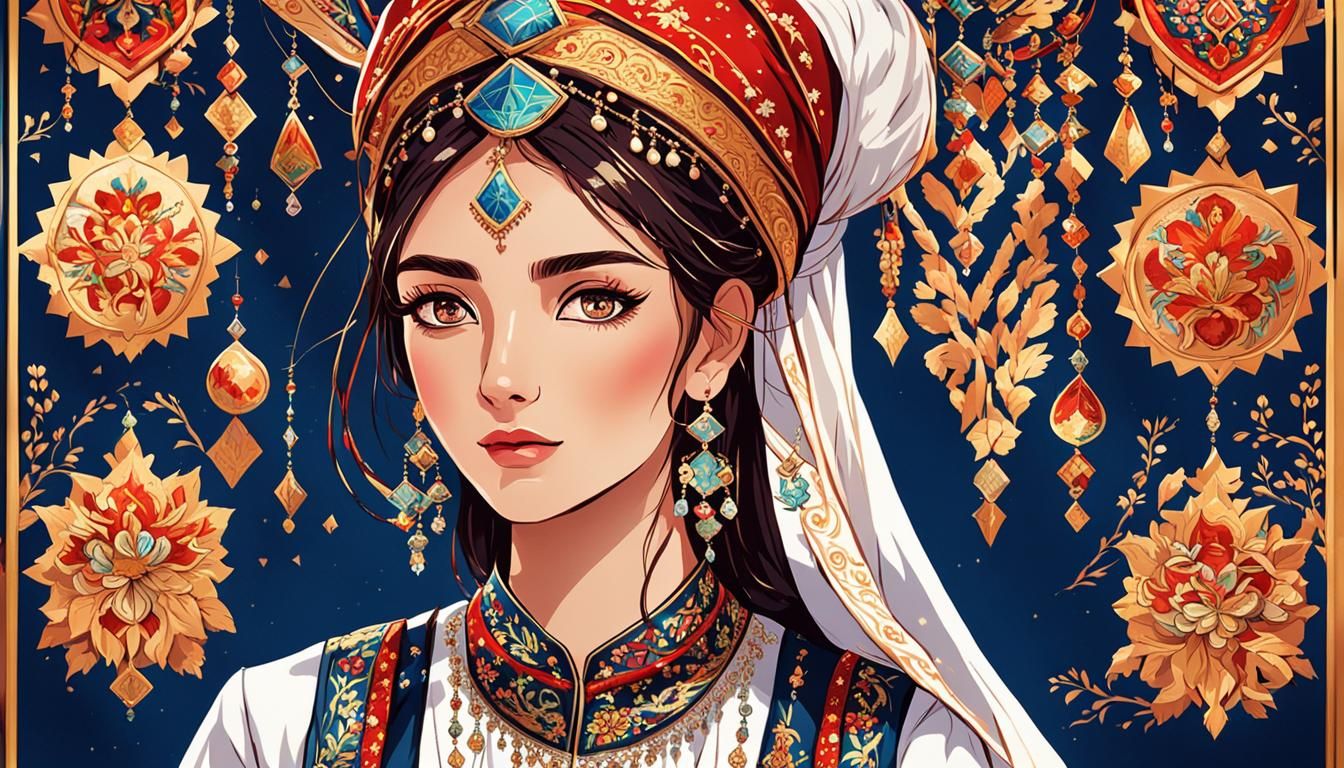 Azerbaijani Talysh Woman in Traditional Anime Style