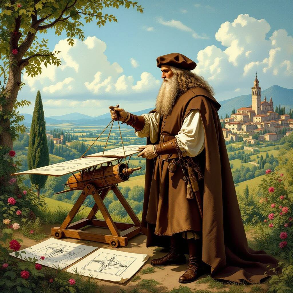 Da Vinci Tests His First Airplane Invention