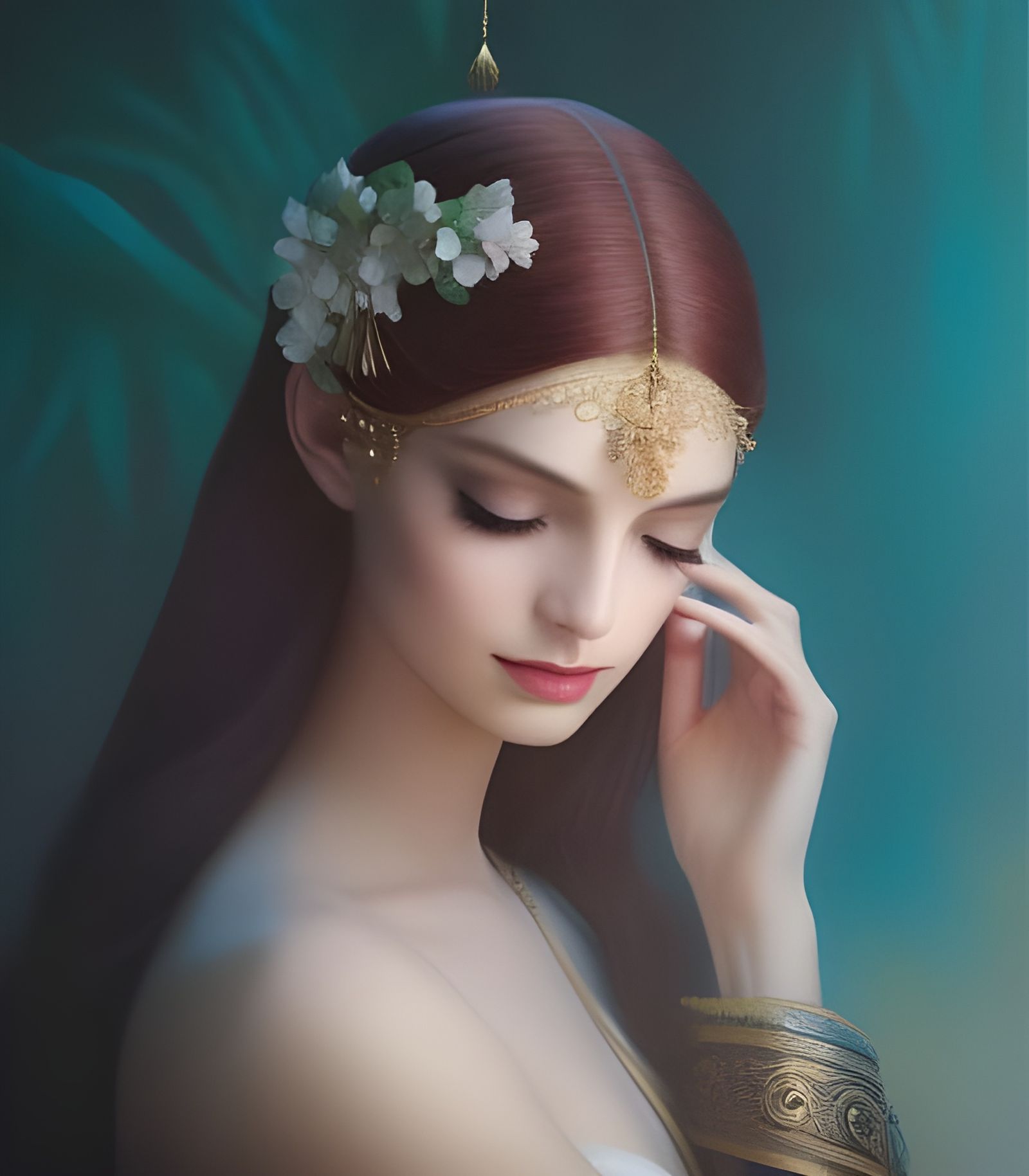 Young woman with a flower in her hair