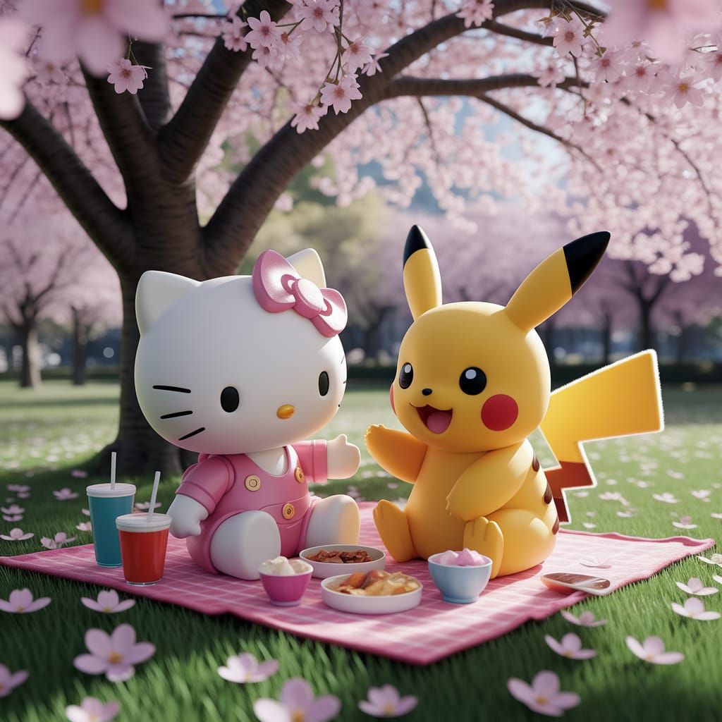 Hello Kitty and Pikachu's Pastel Picnic