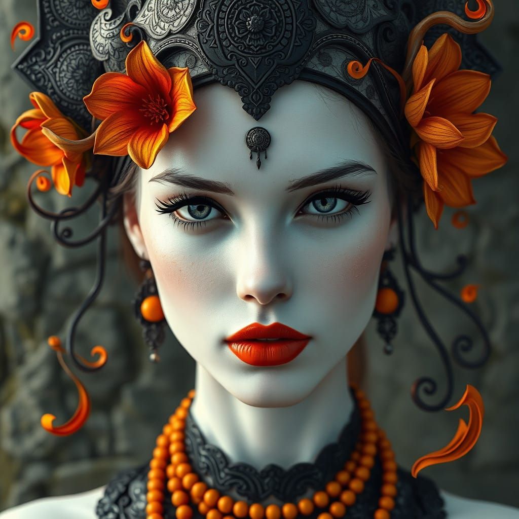 Ethereal Goddess in Whispers of Ebony and Silver