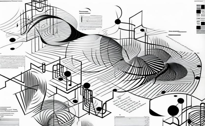 Abstract Technical Drawing with Geometric Shapes