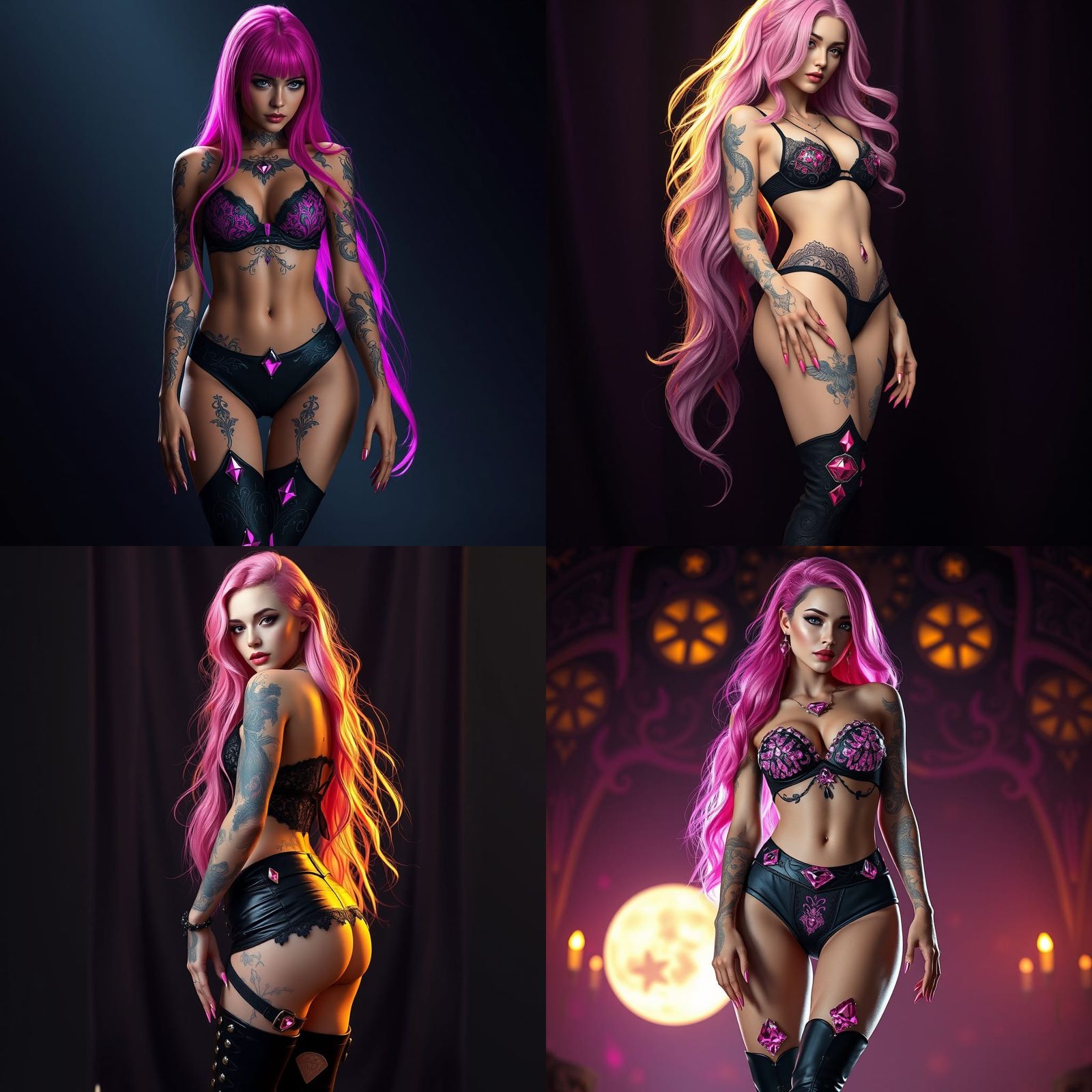 Pink Haired Diamond Girl: Hyperdetailed Fantasy Art