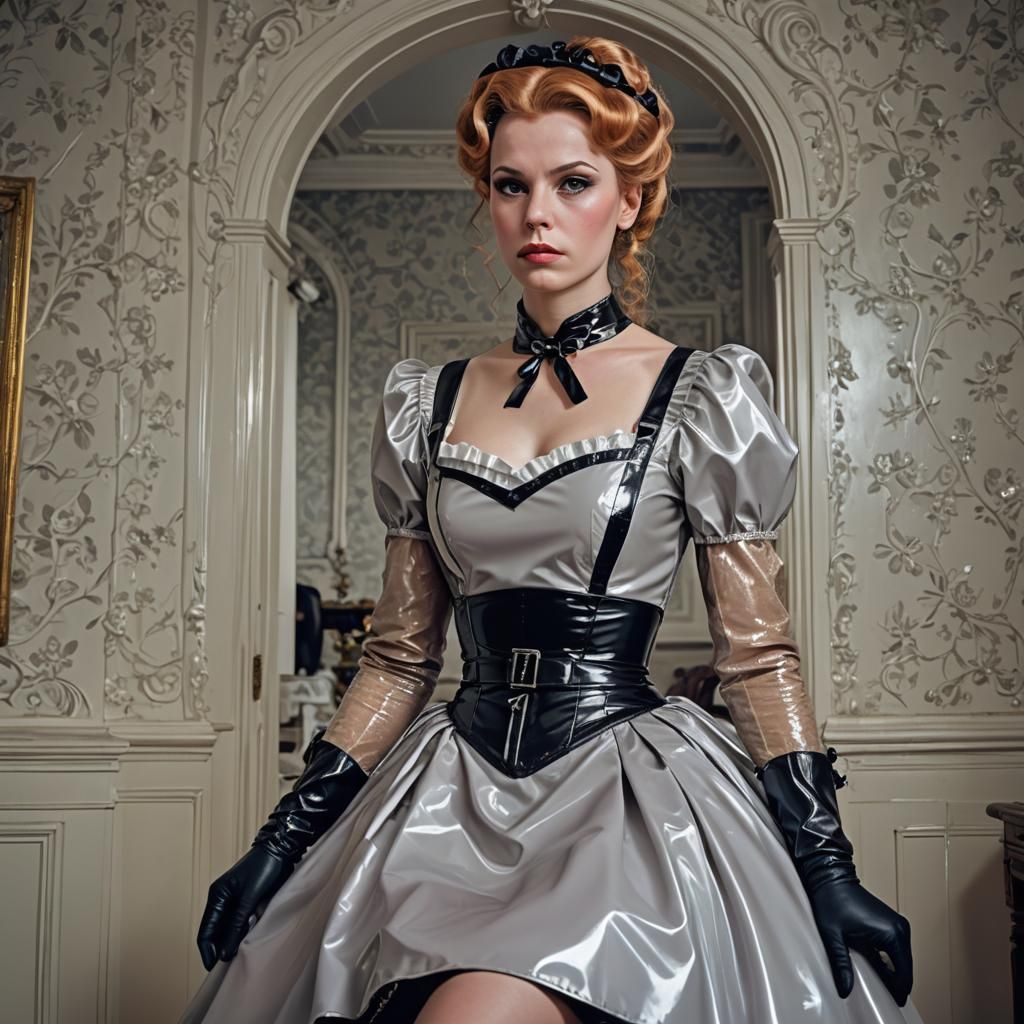 Hyperrealistic Sissy Maid in Latex Dress