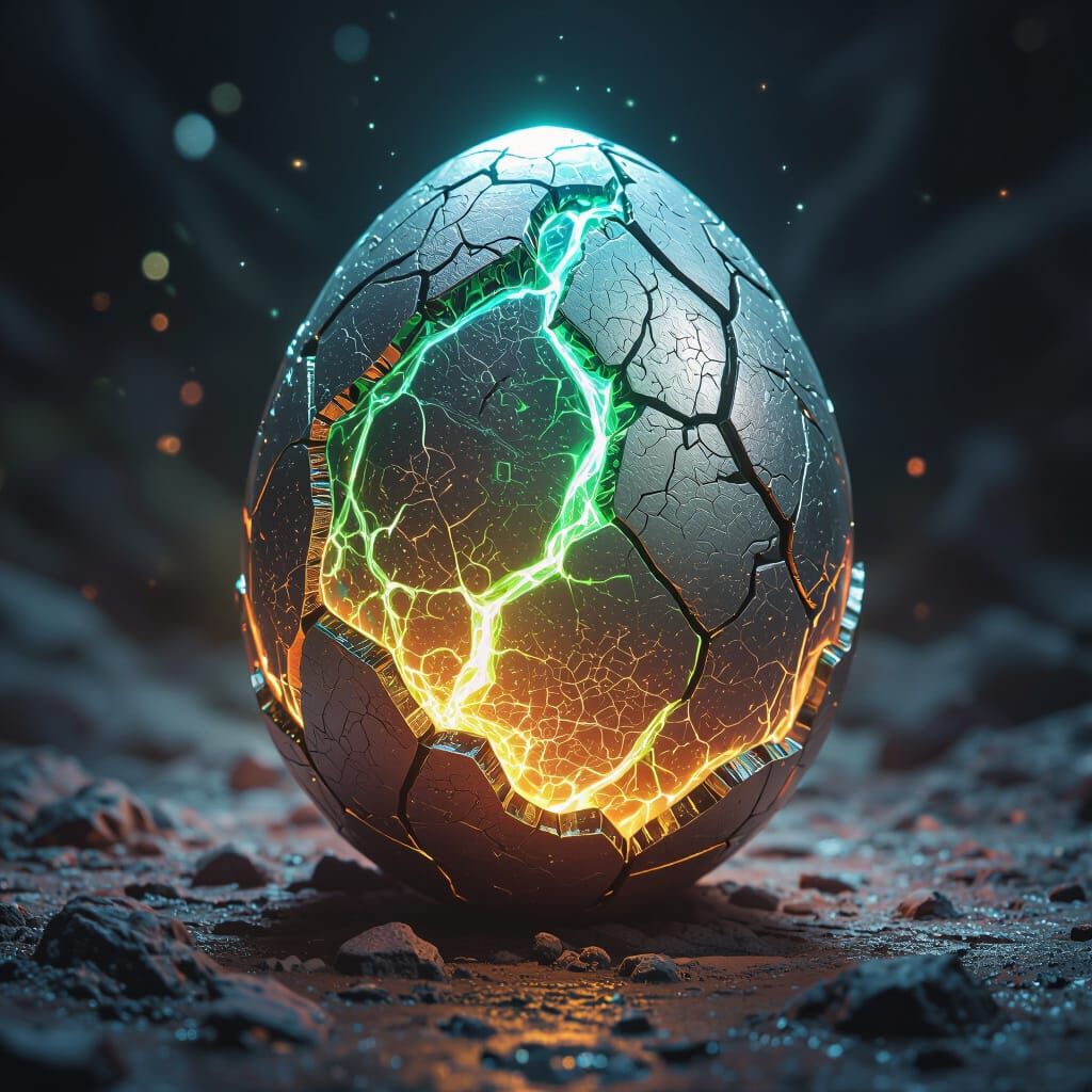 Extraterrestrial Dragon Egg Frozen in Time: Digital Art
