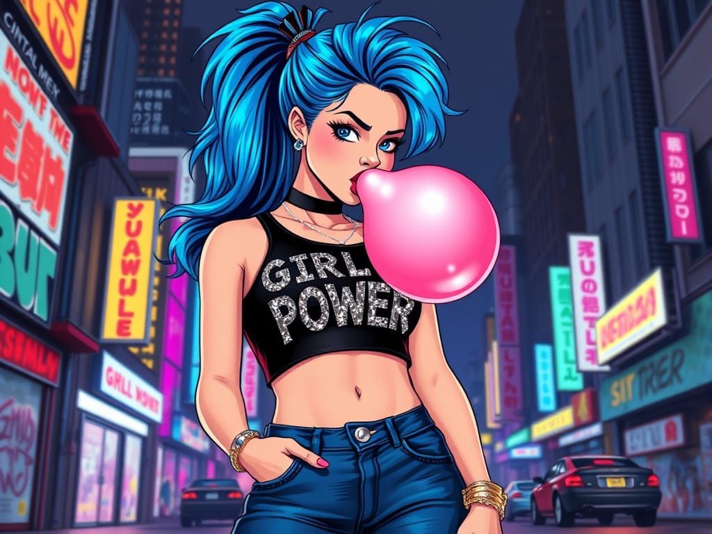 Electric Blue Goddess Empowers Girl Power