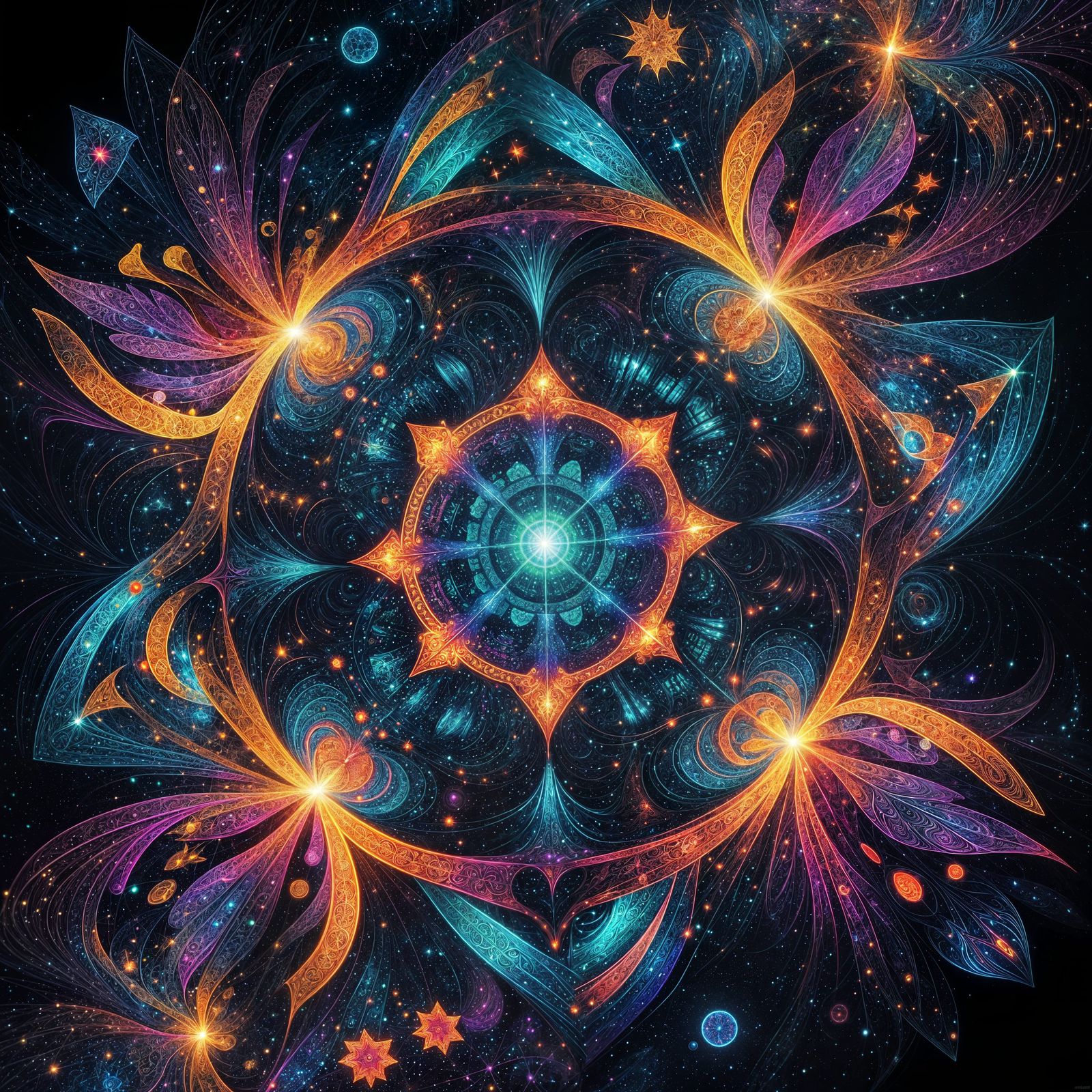 Vibrant Cosmic Fractal Patterns in 3D
