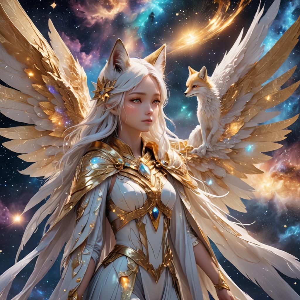 Cosmic Fairy Oversees Nebula Formation in Anime Style