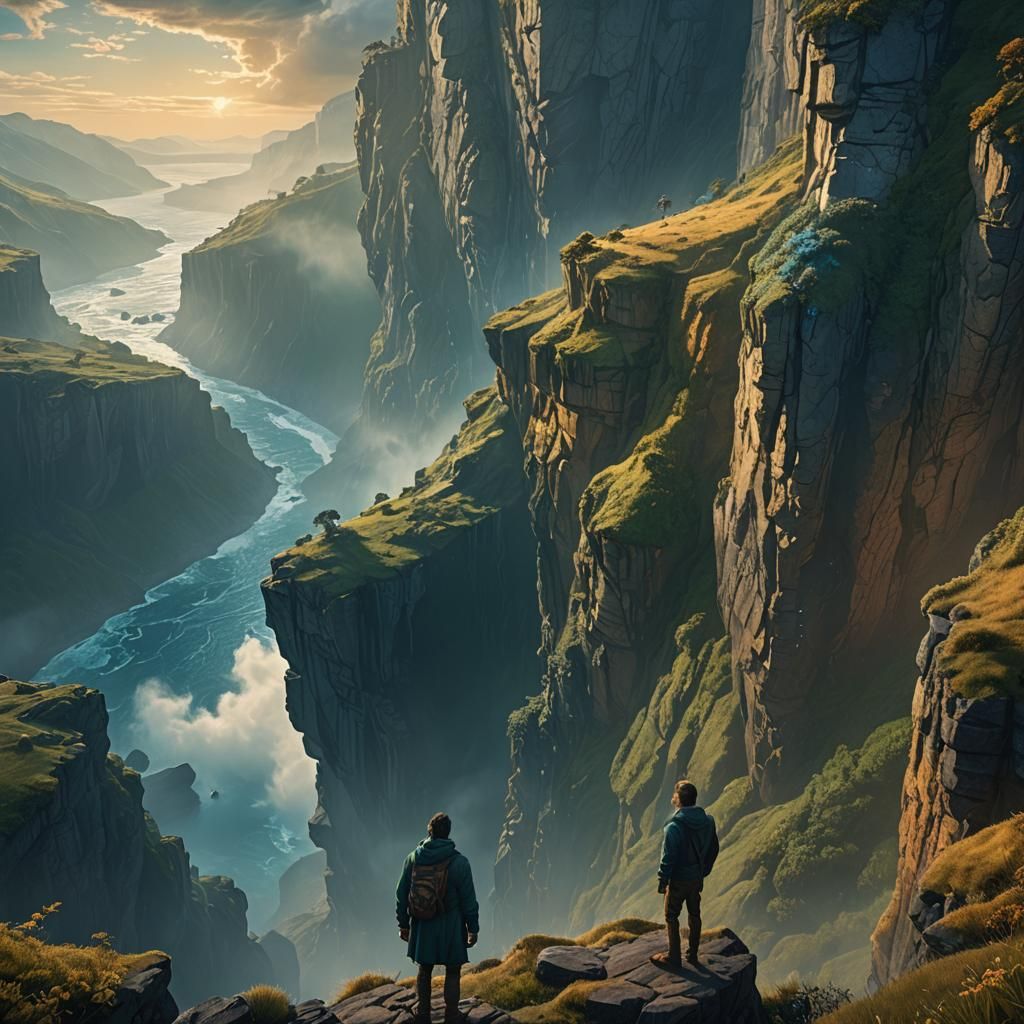Surreal Landscape with Figure, Matte Painting Style