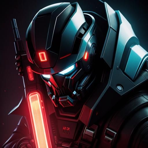 Futuristic Man with Gun and Fire in Cyberpunk Style