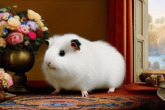 Guinea Pigs in Renaissance Style Oil Painting