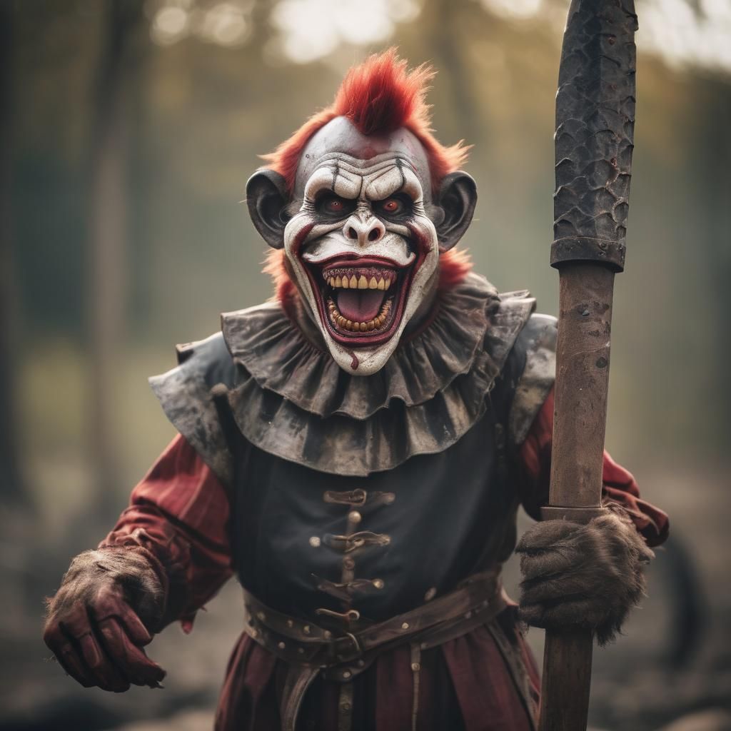 Maniacal Zombie Monkey Clown Executioner with Axe