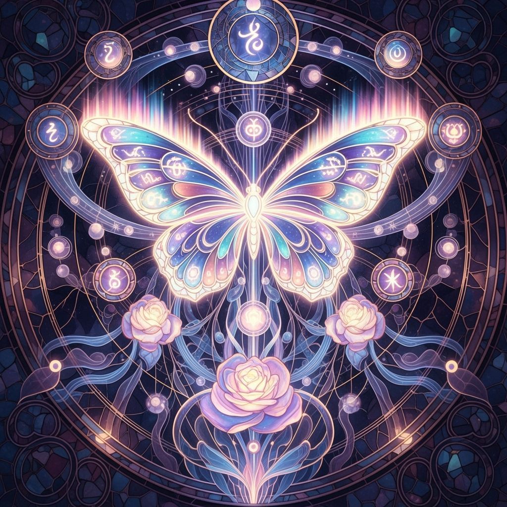 Intricate Stained Glass Butterfly Mandala Art