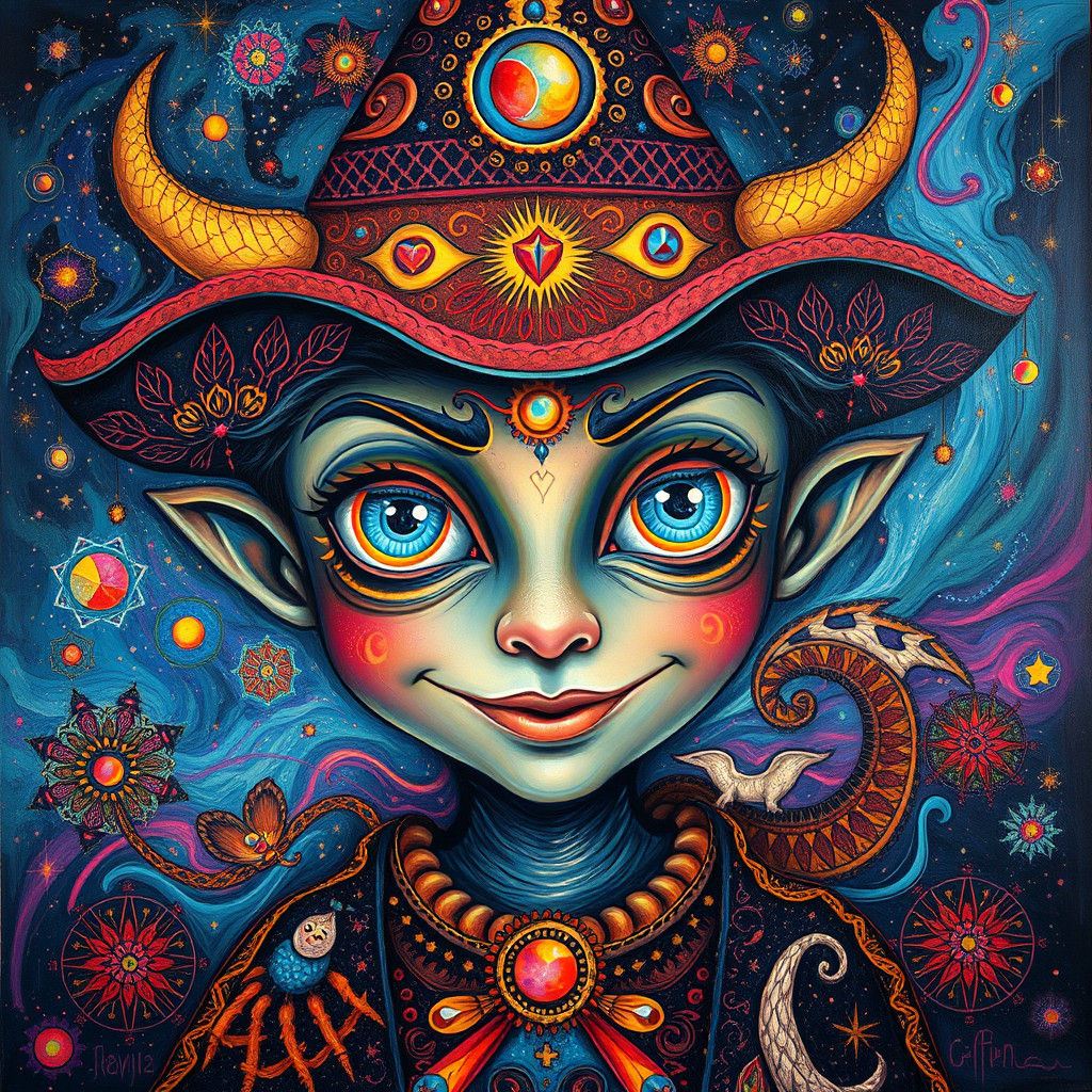 Mystical Being in Dreamlike Abstract Expressionism