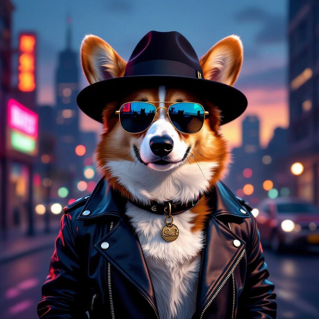 Corgi Undercover: A Noir-Inspired Digital Portrait
