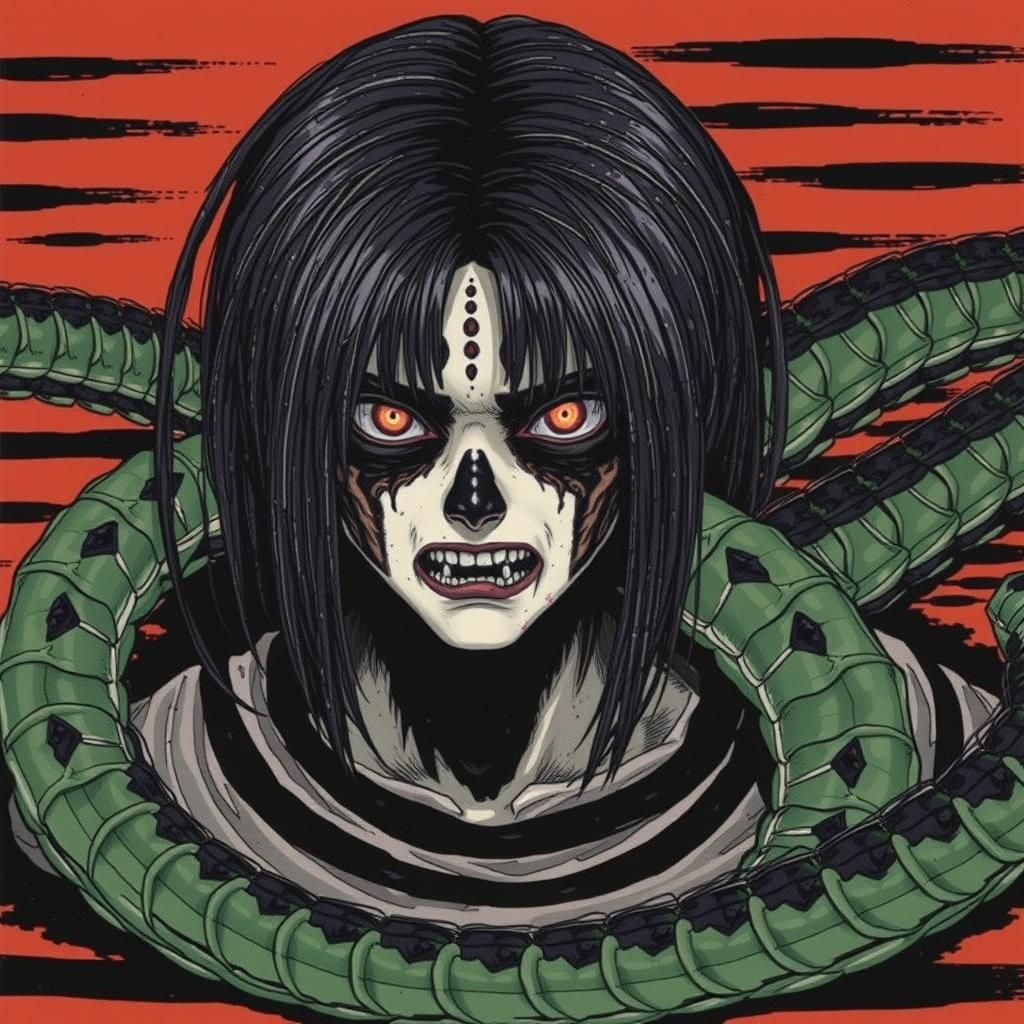Disturbing Centipede-Human Hybrid in Manga Style