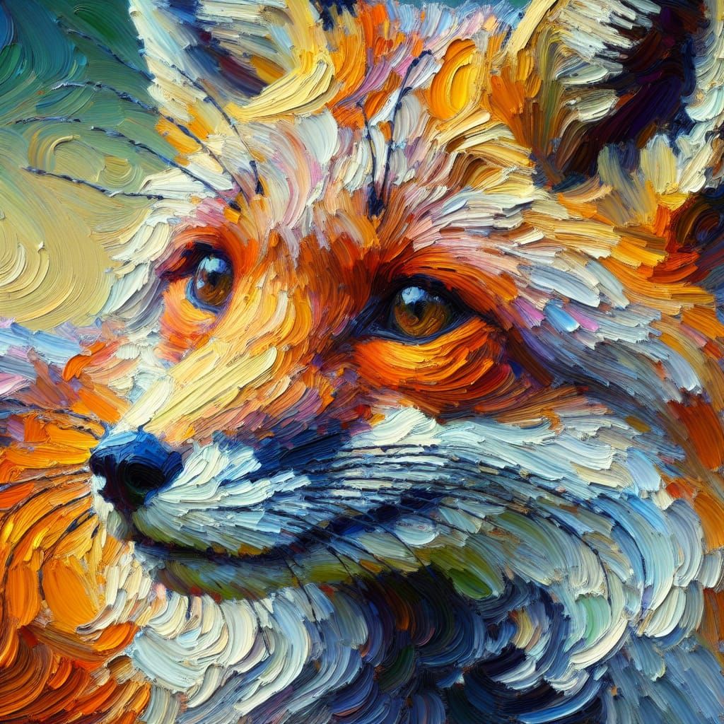 Fox Head in Neo-Impressionist Expressionist Style