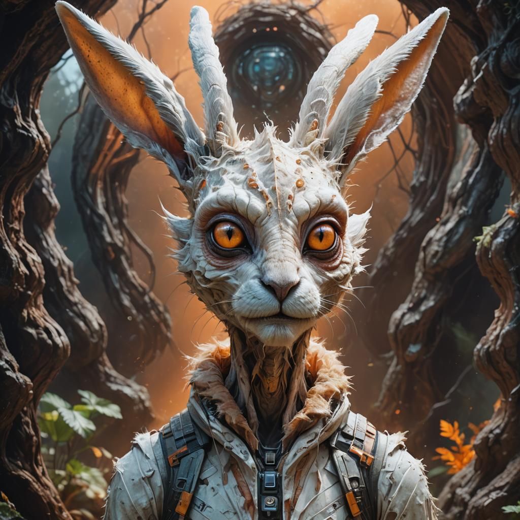 Hyperrealistic Portrait of a Furry Alien Teenager