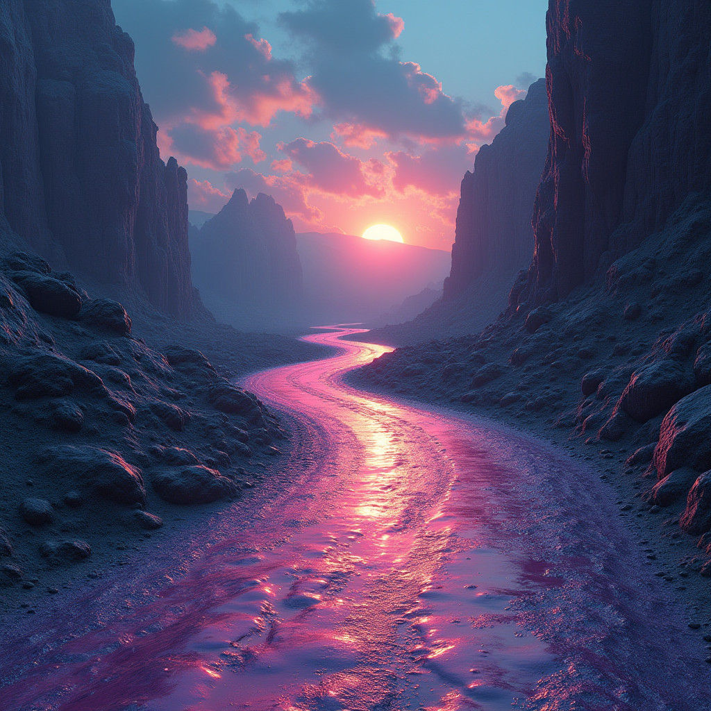 Chrome Road to Infinity: Surreal Landscape