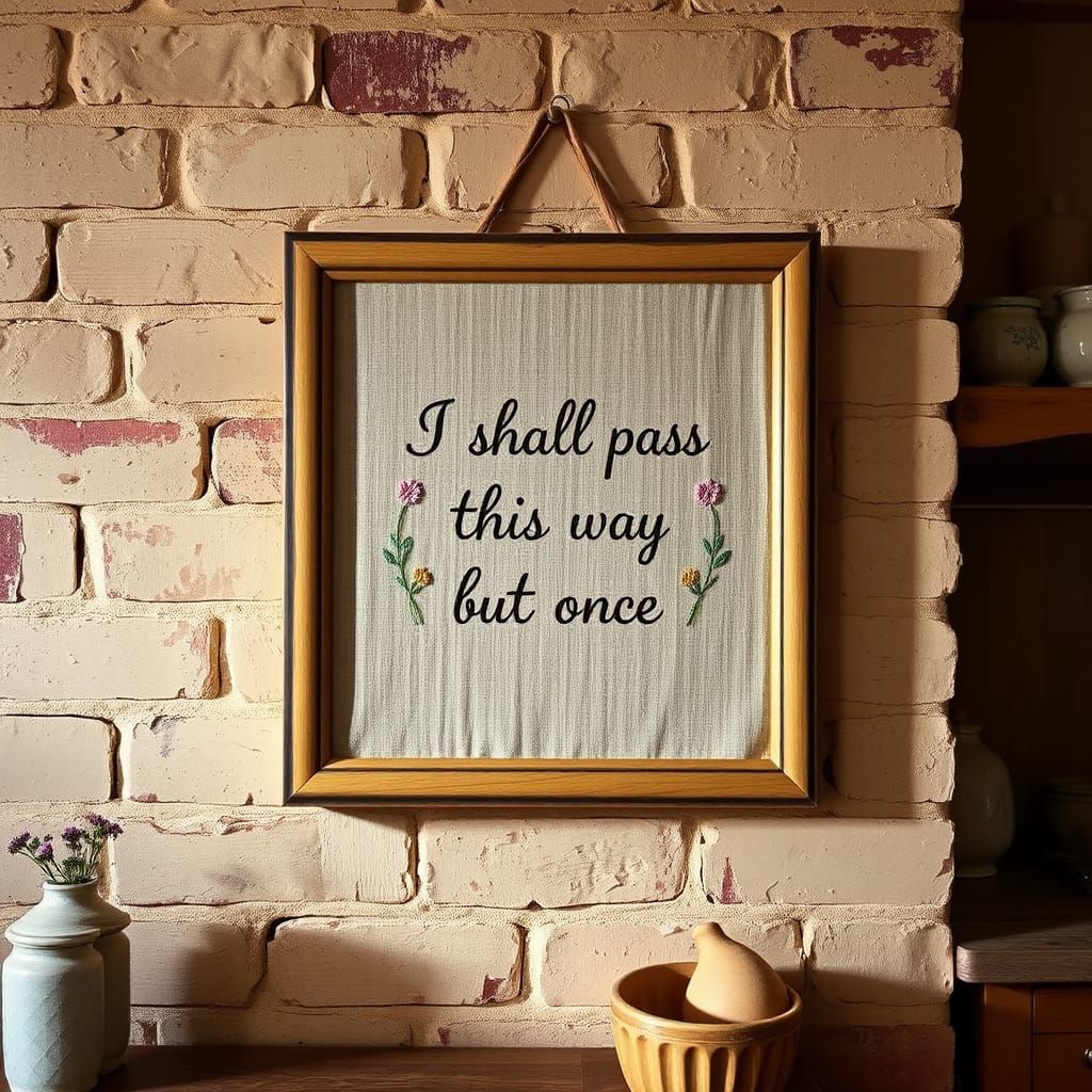 Framed Embroidery Art in Rustic Style