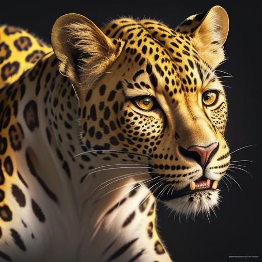 Hyperrealistic Leopard Portrait in Splash Art Style