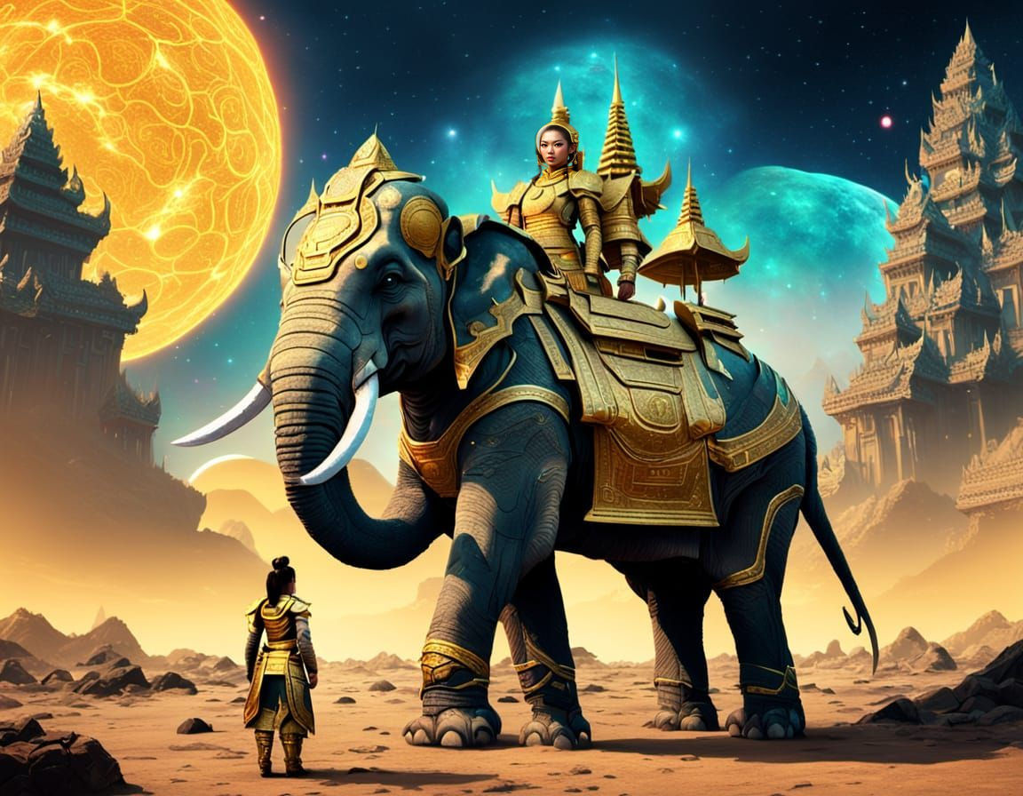 Ancient Thai Warrior Conquers Alien Landscape in Golden Armo...