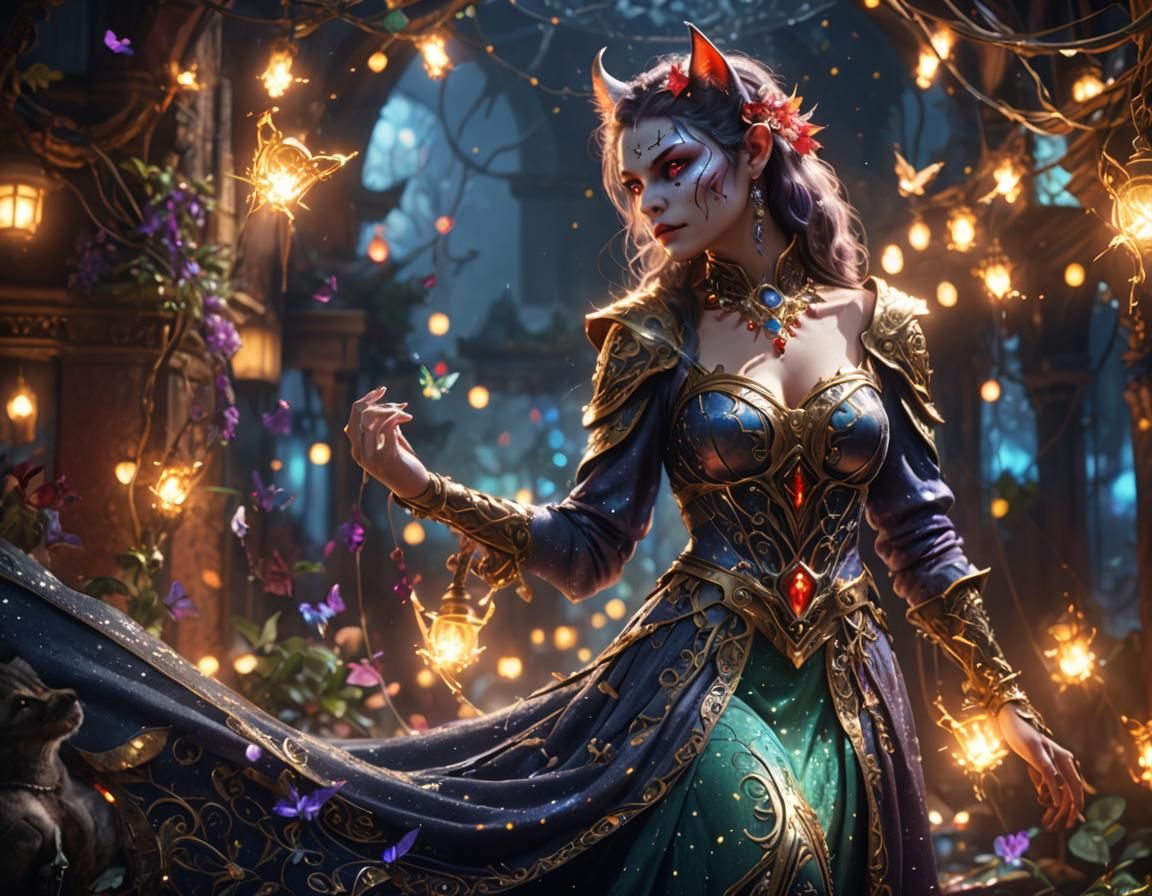 Magical Cat Demon in a Detailed Digital Painting