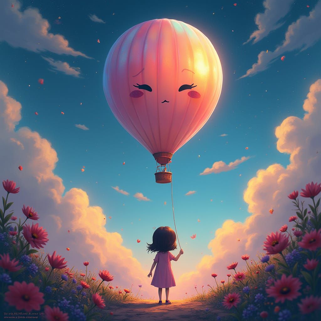 Lumi's Journey: An Iridescent Balloon in a Surreal World