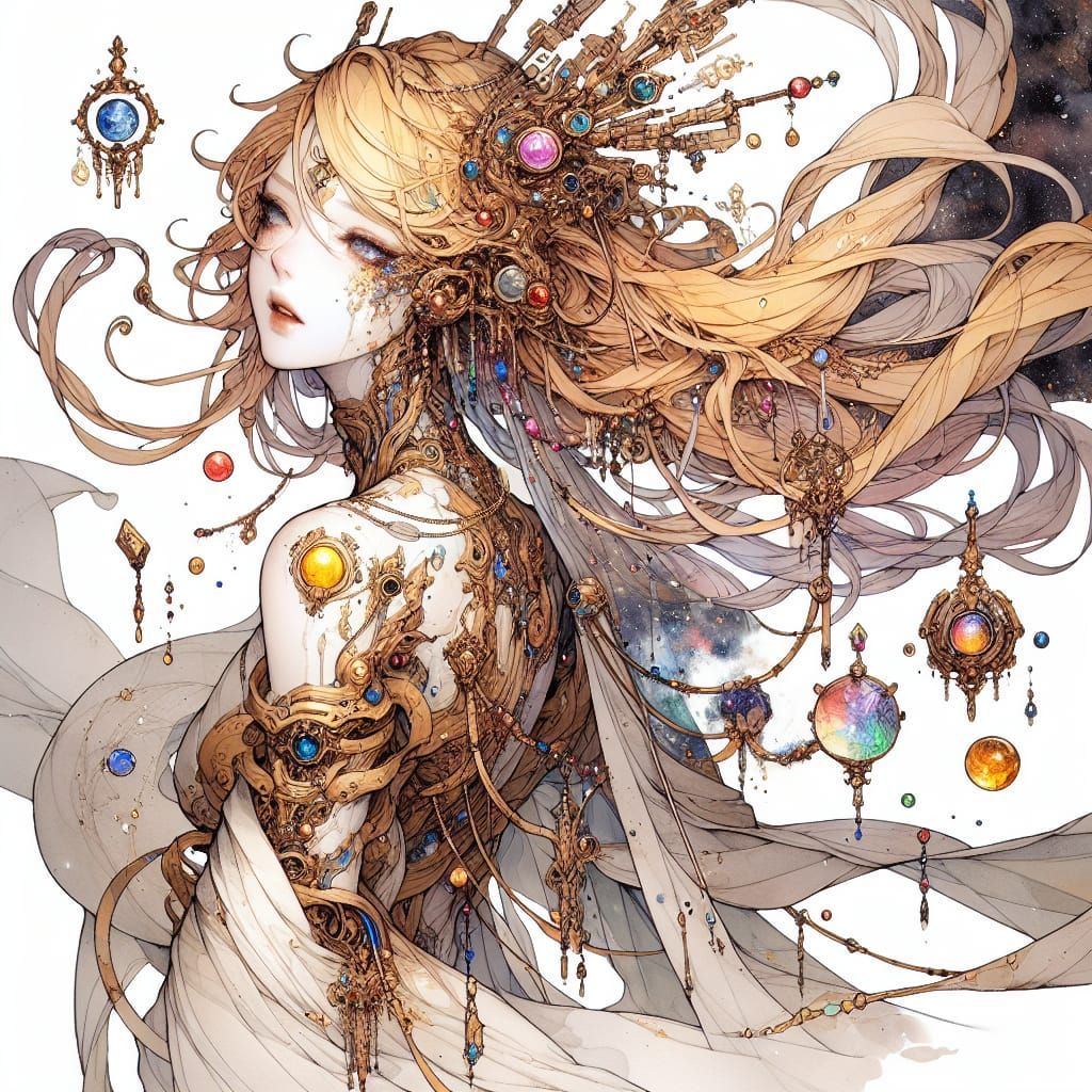 Ethereal Android Goddess in Porcelain-Like Beauty