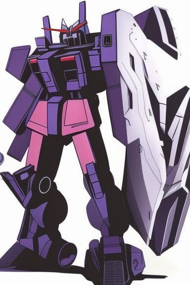 Gundam Robot with Shield in Sci-Fi Style