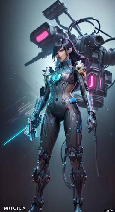 Nintendo Switch Girl in Cyberpunk Anime Style