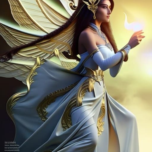 Etherworld Fairy Portrait with Opalescent Wings