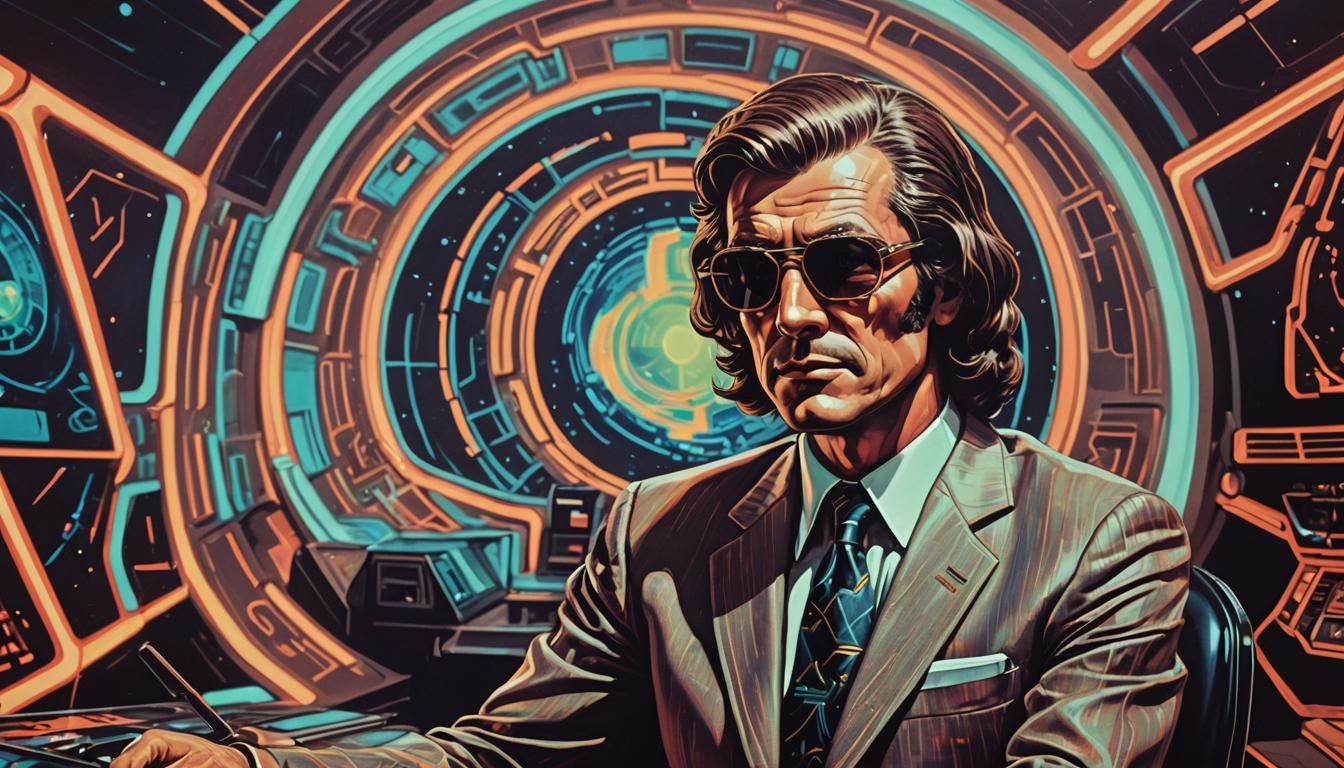 Retro-Futuristic Comic Book Art of UFO Talk Show