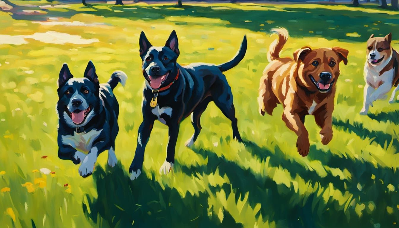 Vibrant Canine Masterpiece in Golden Hour