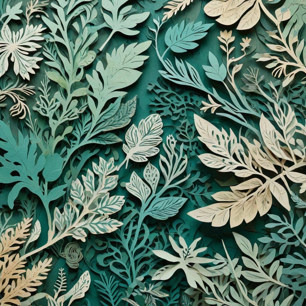 Intricate Paper Cut Design with Flora and Fauna