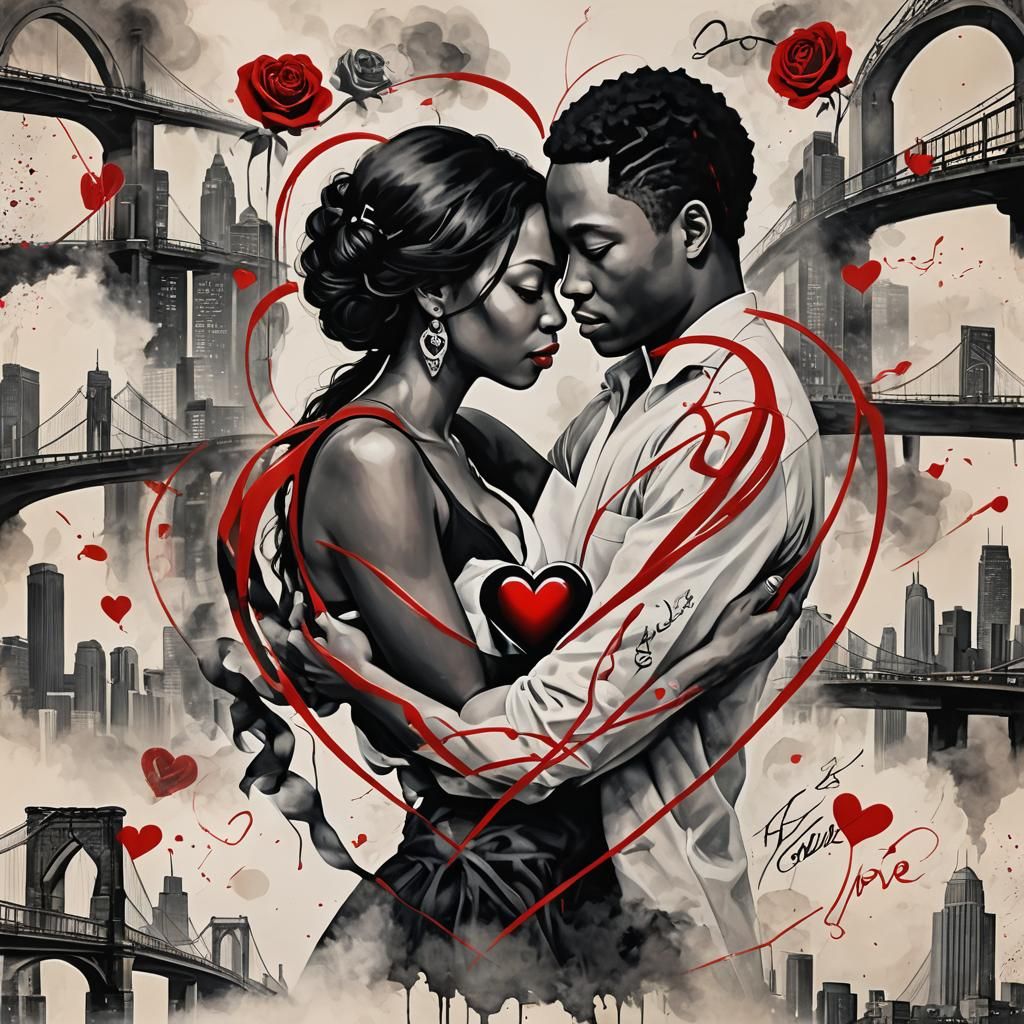 Black Love is Beautiful: Ink Painting with 3D Elements