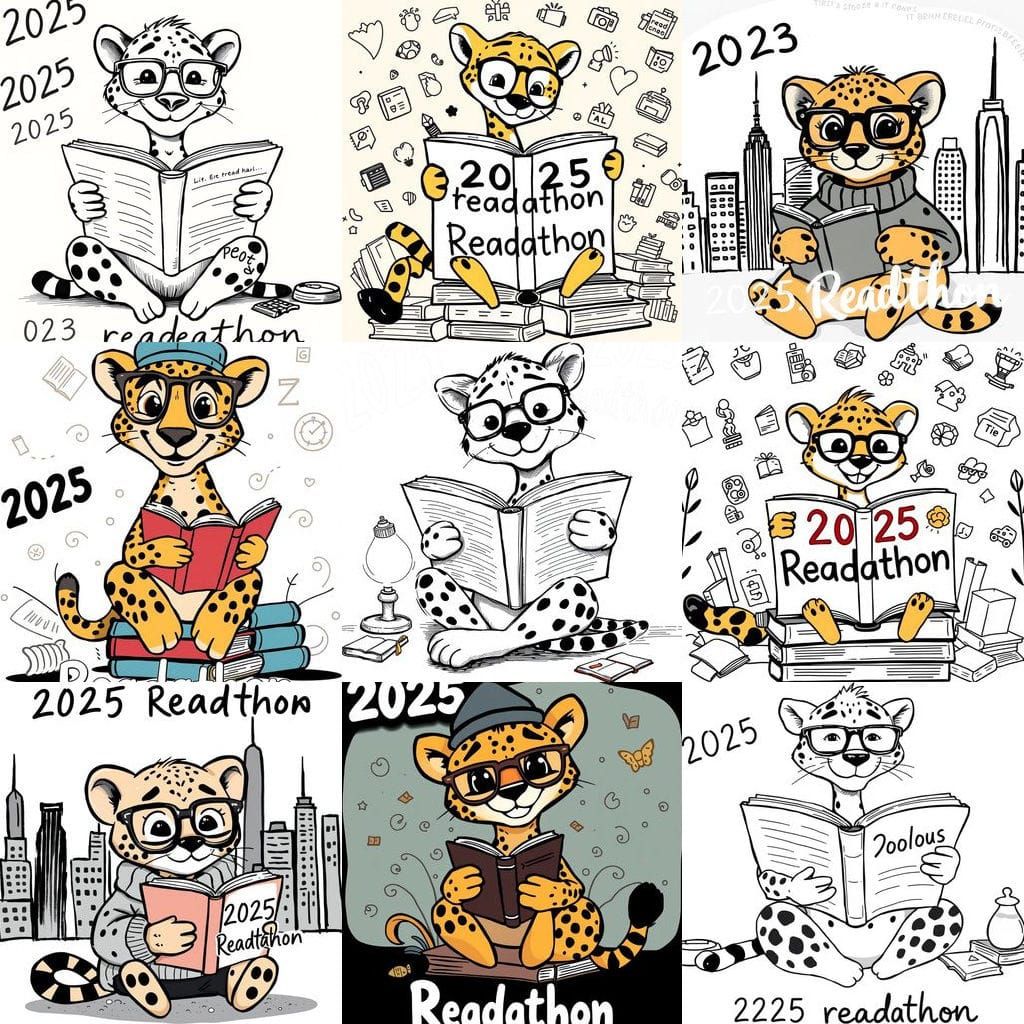 Cheetah Reader 2025 Readathon Design in Black and White