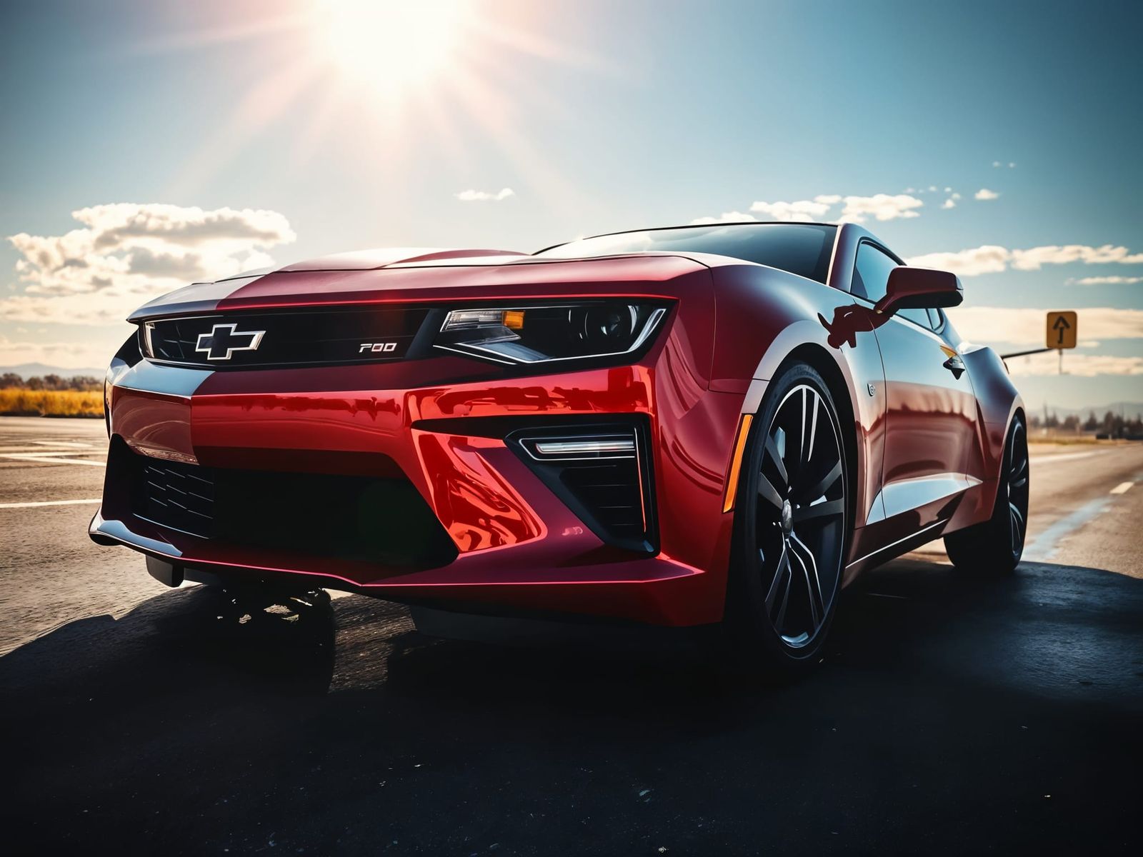 Cherry Red Camaro in Graffiti Splash Art Style